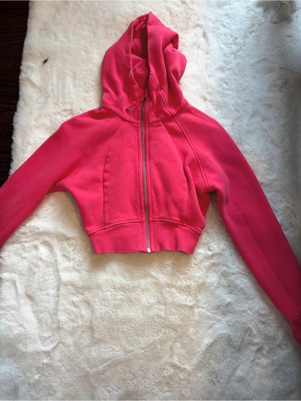 lululemon athletica Bright Pink Cropped Zip Hoodie